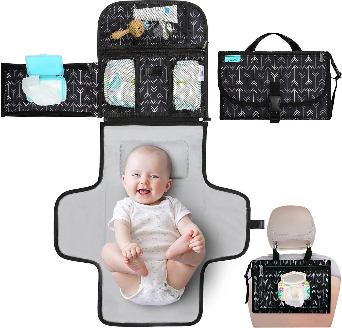 Draagbare Luierverschoningsmat - Aankleedkussen Reistas - Baby Verzorgen Onderweg - Met Ingebouwd Kussen - 2921 x 381 x 1867 cm