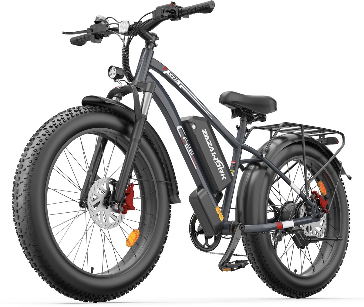 ZAZAWORK CF26 Elektrische Fiets – 250W – 48V 20Ah – Full Suspension – Hydraulische Schijfremmen – 26×4.0” Banden – Grijs
