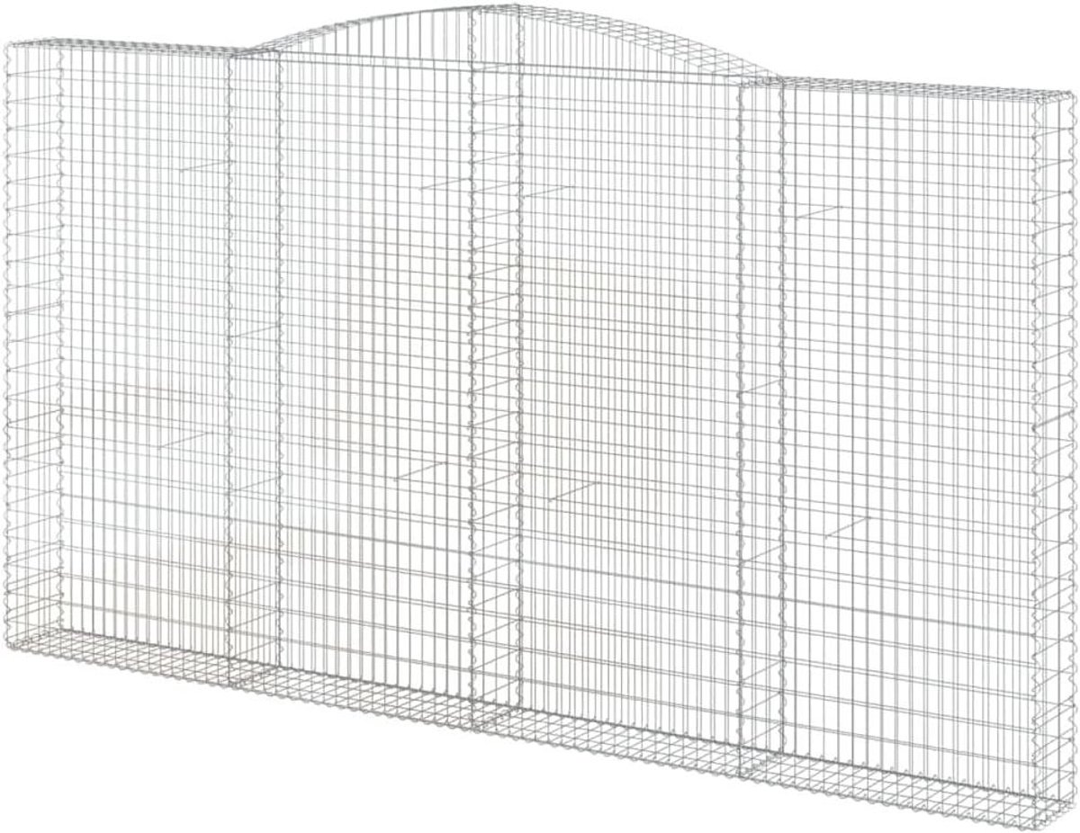 Schanskorf Gewelfd - Gabion Muur - Tuin Afscheiding - Gegalvaniseerd IJzer - 400x30x240 cm - Zilver