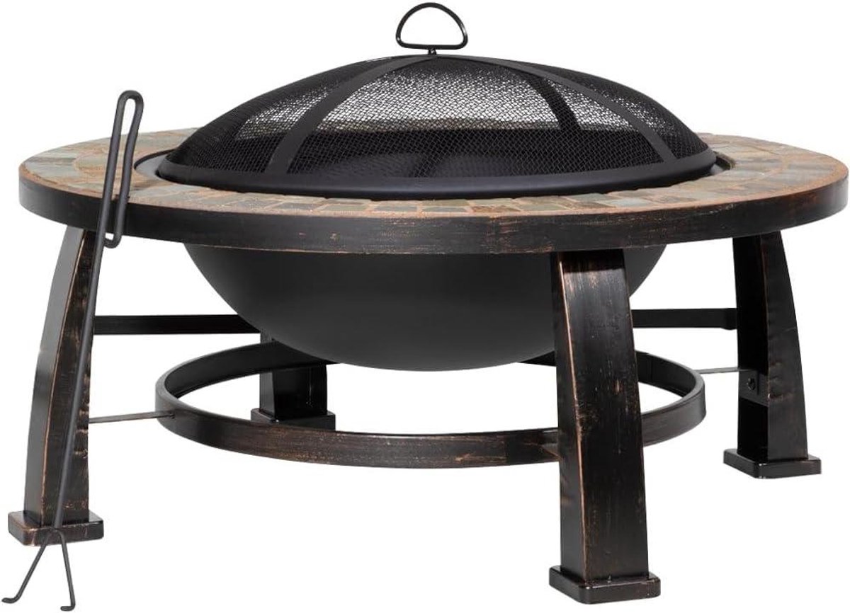 Vuurkorf Houtbrander - Buitenhaard Tuin - Gezelligheid Creëren - Veiligheidsgaasscherm - 76 cm Diameter - Zwart