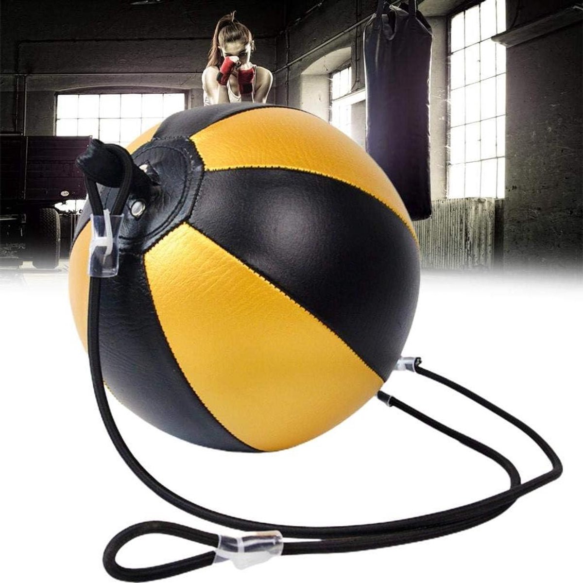 Boksen Trainingsbal - Opknoping Peer - Snelheid Trainen - Versterkt Dubbellaags - 180 cm Lengte - Zwart Goud