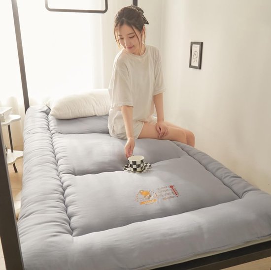 Vloermatras Futon - Logeerbed Mat - Comfortabel Slapen - Extra Dik Gewatteerd - 120x200cm - Blauw — afbeelding 2