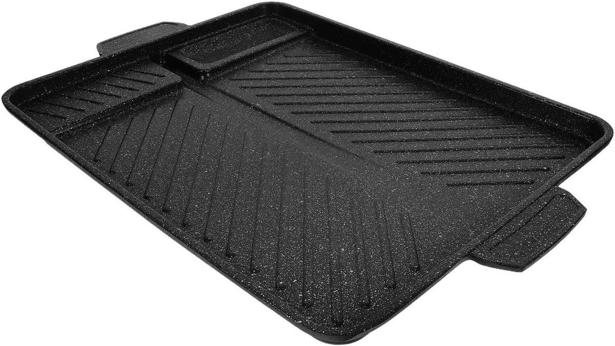 Grillplaat - BBQ Pan - Buiten Koken - Antiaanbaklaag - 37.5 cm - Grijs
