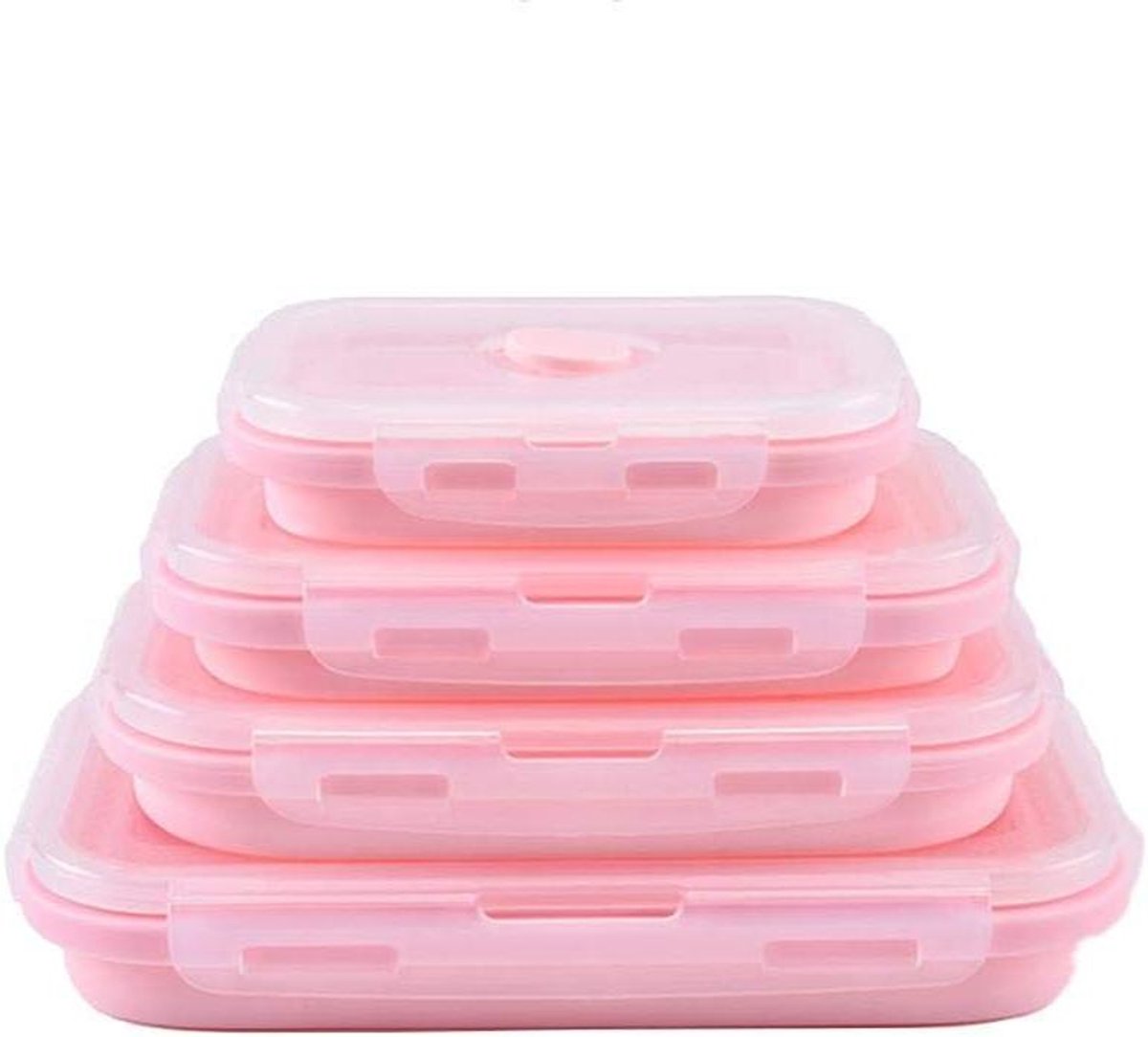 Voedselcontainers Set - Bento Box - Lunch en Picknick - Opvouwbaar Ontwerp - Set van 4 - Roze