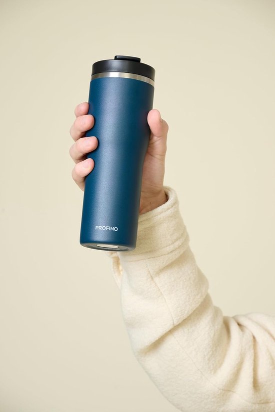 Thermo To Go beker - Koffiebeker RVS - Drinken onderweg - Lekvrij dubbel sluitsysteem - 05 liter - Blauw — afbeelding 4
