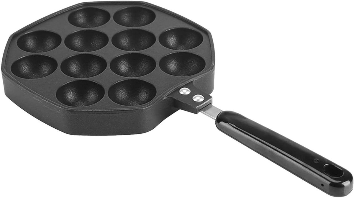 Takoyaki Maker - Pannenkoek Pan - Thuis Snacks Maken - Antiaanbaklaag - 12 Holtes - Zwart