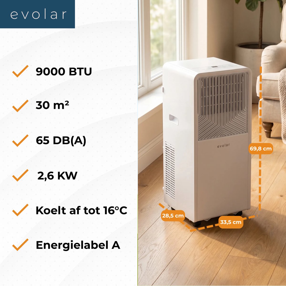 Evolar Mobiele Smart Airco 9000 BTU thumbnail 7
