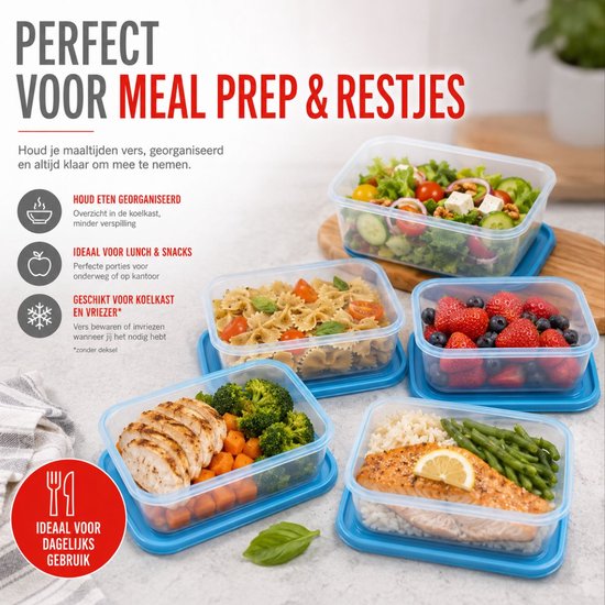 Tom Boîtes de rangement 600 Ml Transparent / bleu 20 pièces