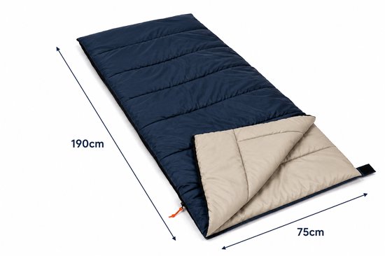 Zomerslaapzak Envelopmodel 190x80 cm - Comforttemperatuur 10°C - Lichtgewicht & Compact - Blauw - Ideaal voor Camping & Vakantie van Obelink — afbeelding 4