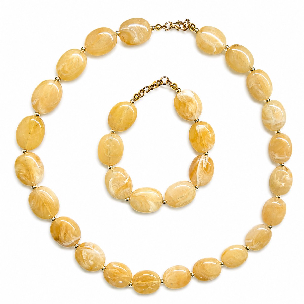 2 Love it Herfstlicht – Sieradenset – Ketting - Armband - Dames - Zandkleurig