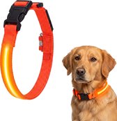 Lichtgevende Hondenhalsband - Regenbestendige Halsband voor Nachtwandeling - LED Hondenhalsband Oplaadbaar - Verstelbare Lengte Puppy Halsband - Hondenhalsband met Verlichting - Licht Halsband Extra Veilig - Dog Collar Light - Rood - Silvergear