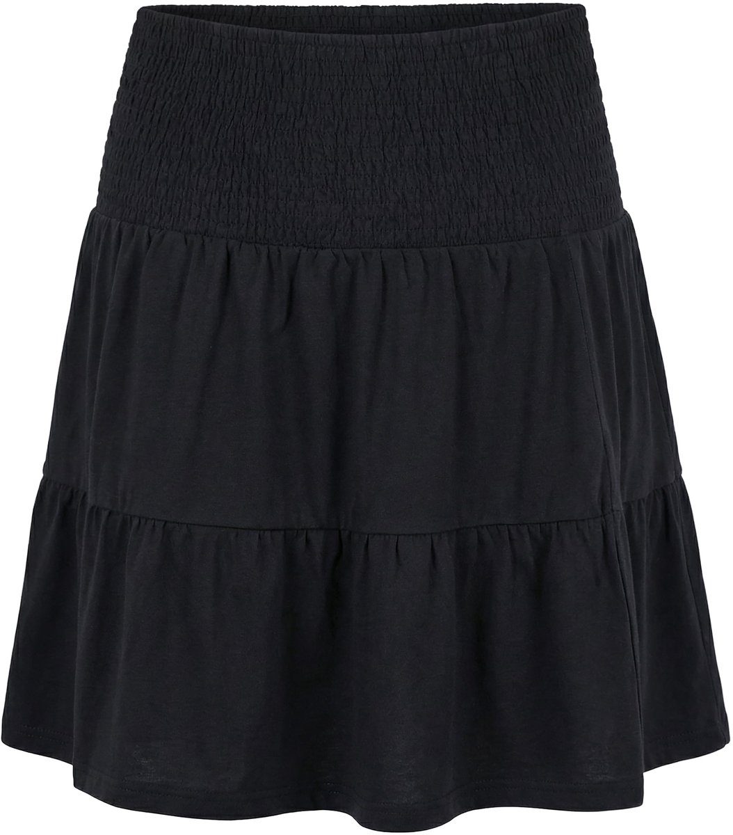 MIAMODA - Dames - Jersey rok A-lijn brede gerimpelde tailleband - Zwart - Maat 60