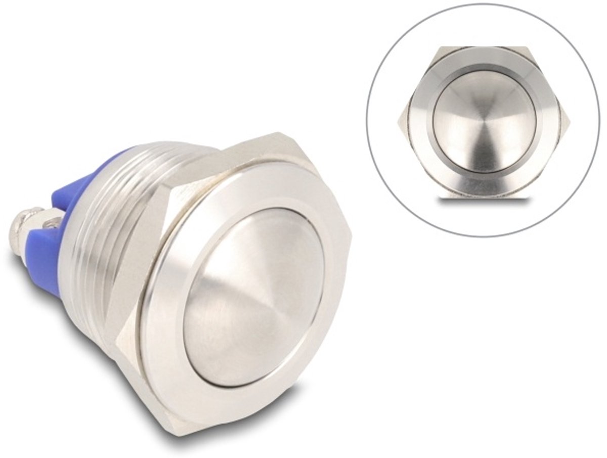 Delock Push Button for Installation 19 mm 2 x Screw Terminal actuator domed