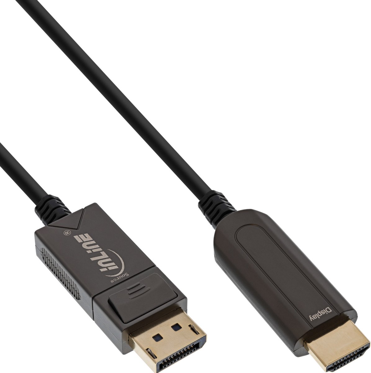 InLine® DisplayPort naar HDMI AOC-converterkabel, 4K/60 Hz, zwart, 15m