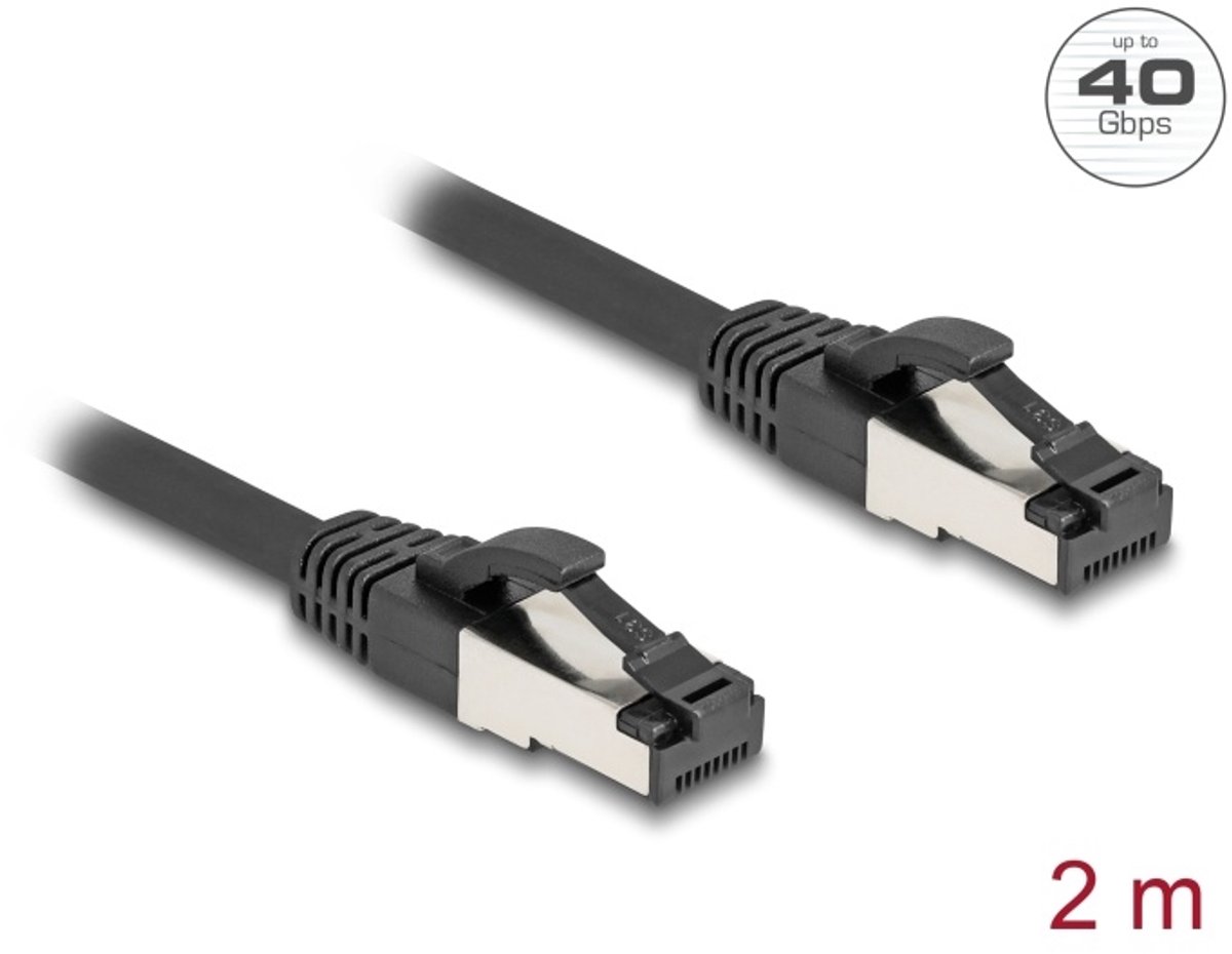 Delock RJ45 Network Cable Cat.8.1 S/FTP 2 m up to 40 Gbps black