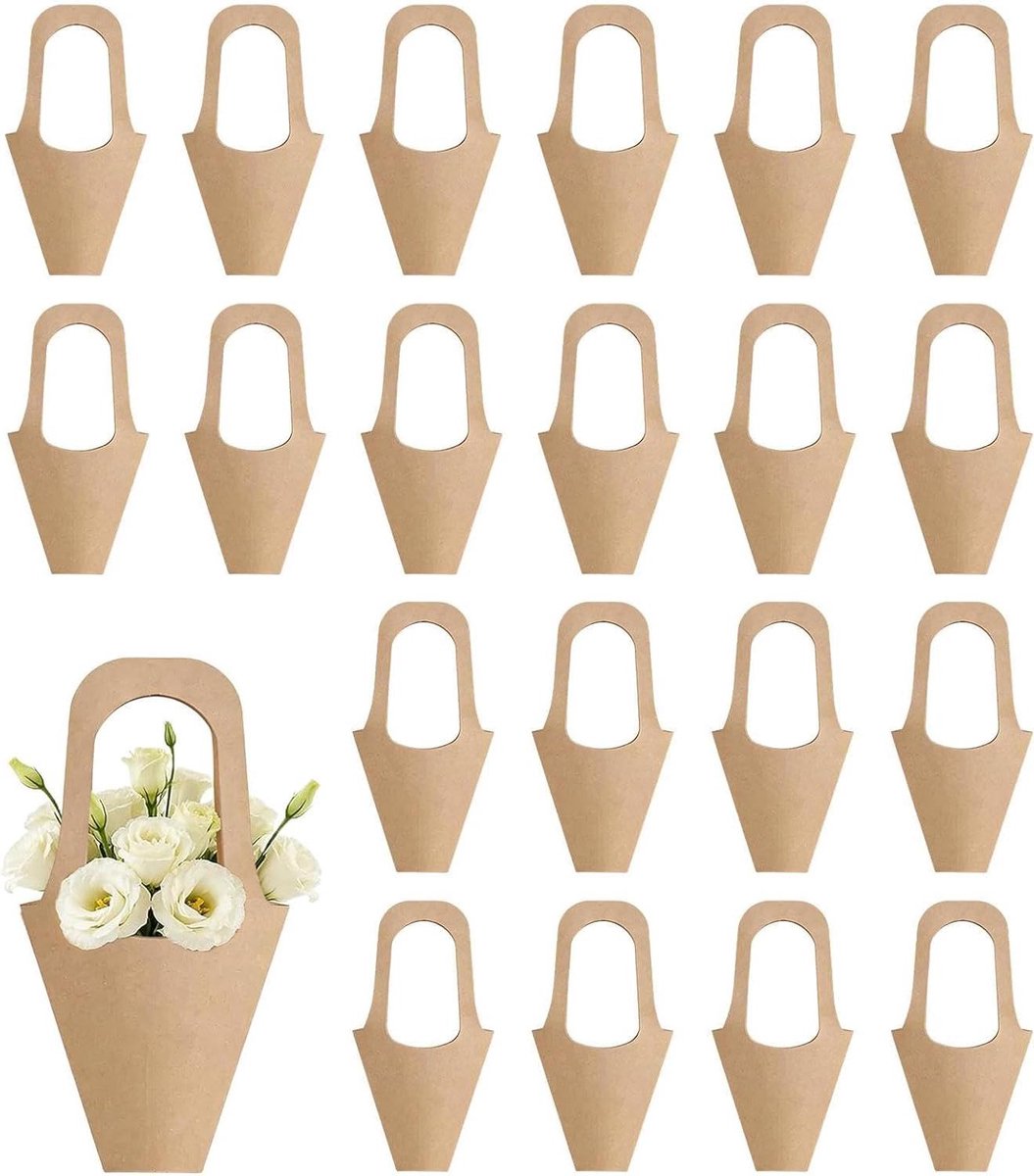 Boeketverpakkingstassen - Wikkelhoezen - Bloemen Presenteren - Met Handvat - 20 Stuks - Kraftpapier