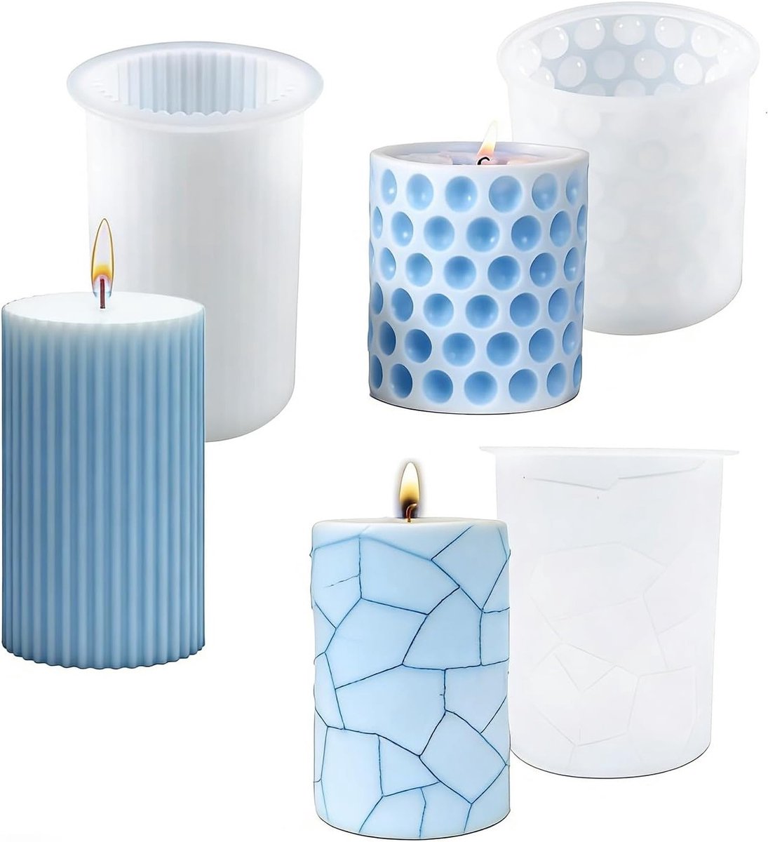 Set van 3 Silicoon Mallen voor Zelfgemaakte Kaarsen, Perfect voor Kaarsen Gieten en Creatief Hobbywerk