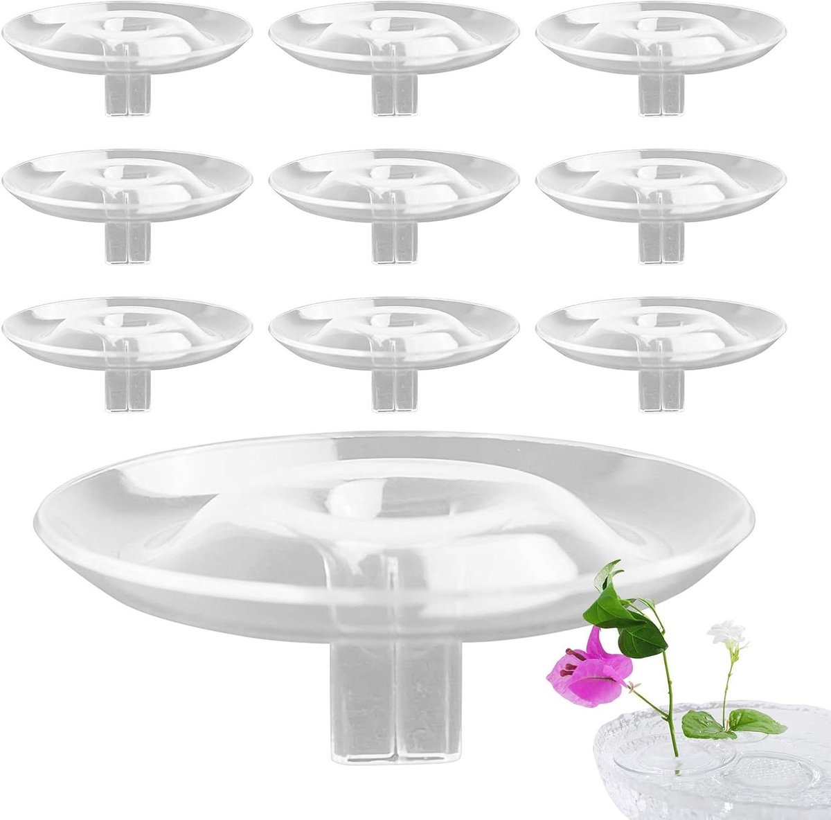 Bloemhouder Set - Bloemenorganizer - Decoratief Arrangement - Drijvend Ontwerp - 10 Delig - Transparant