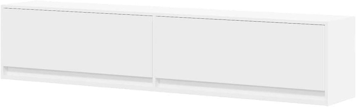 Tv-wandkast - Zwevend meubel - Media opslag - Met LED-verlichting - 180 cm breed - Wit