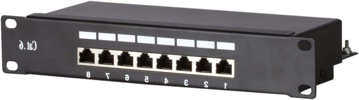 Patchpaneel - Netwerkpaneel - Netwerk Organiseren - Afgeschermde FTP - 10 Inch 8 Poorts - Zwart
