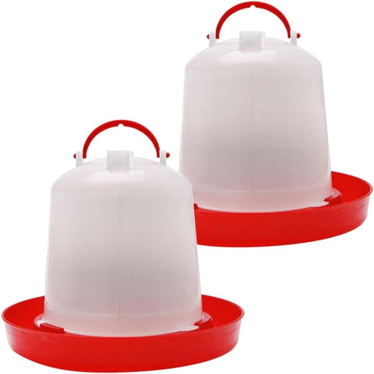 Kippen Water Feeder - Pluimvee Drinkbak - Veelzijdig Voeren - Automatische Watertoevoer - 2x 1 Liter - Wit Rood