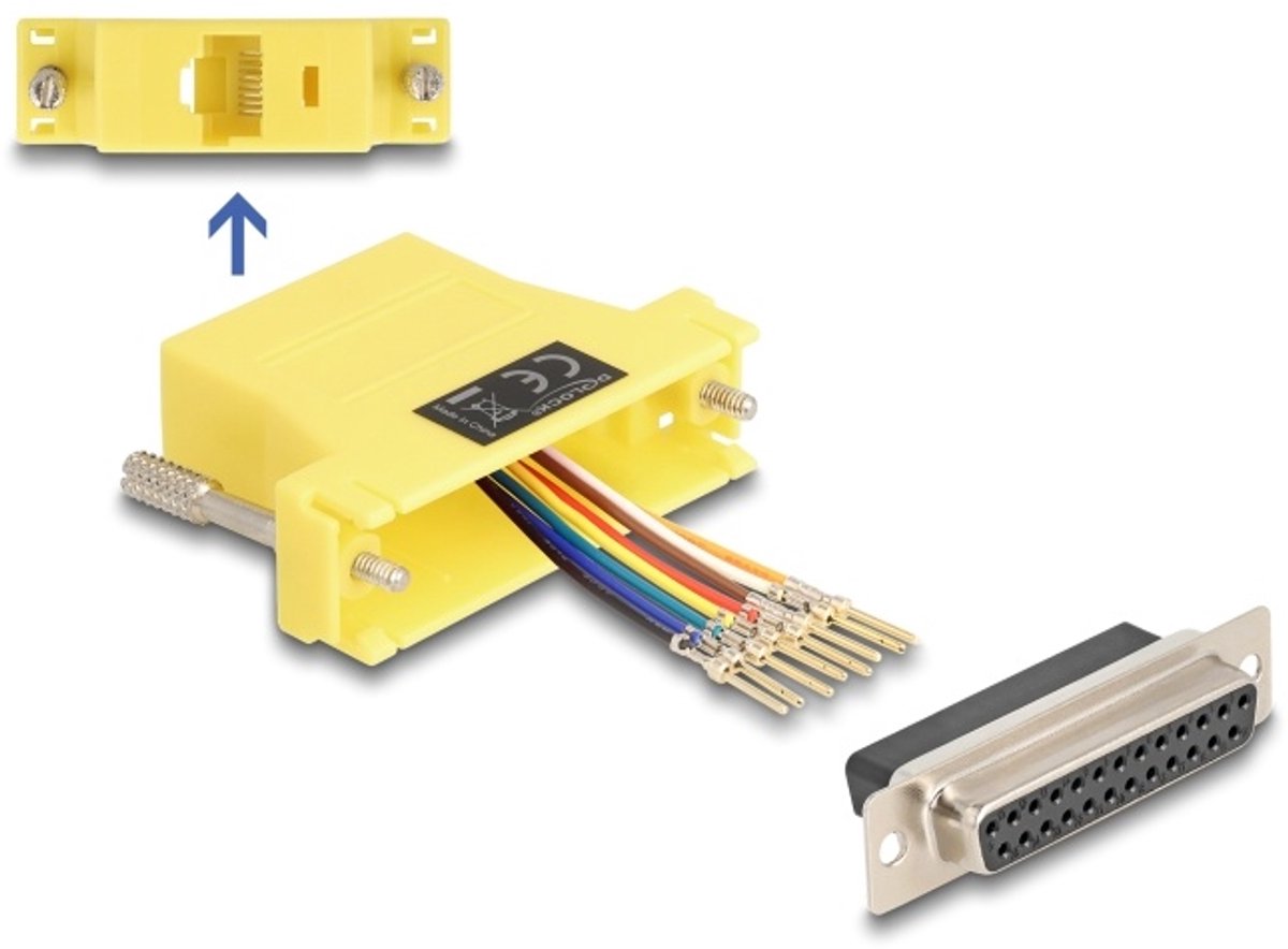 Delock D-Sub 25 pin female to RJ45 female Assembly Kit yellow