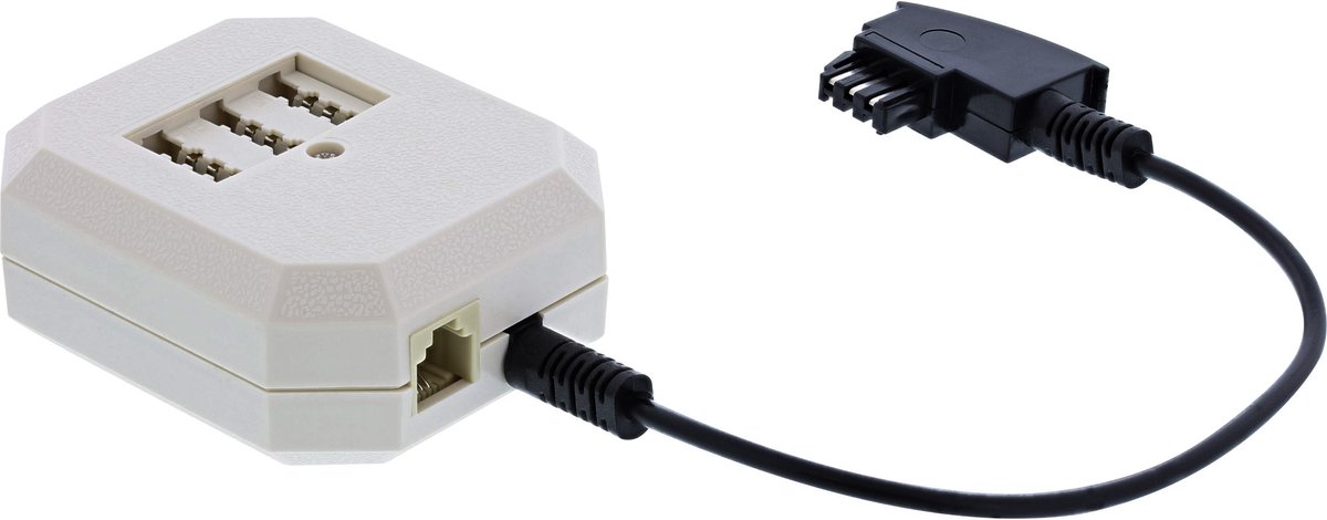 InLine® TAE-adapter, TAE-F male naar TAE NFN + RJ11 (6P4C) female, 0,2m
