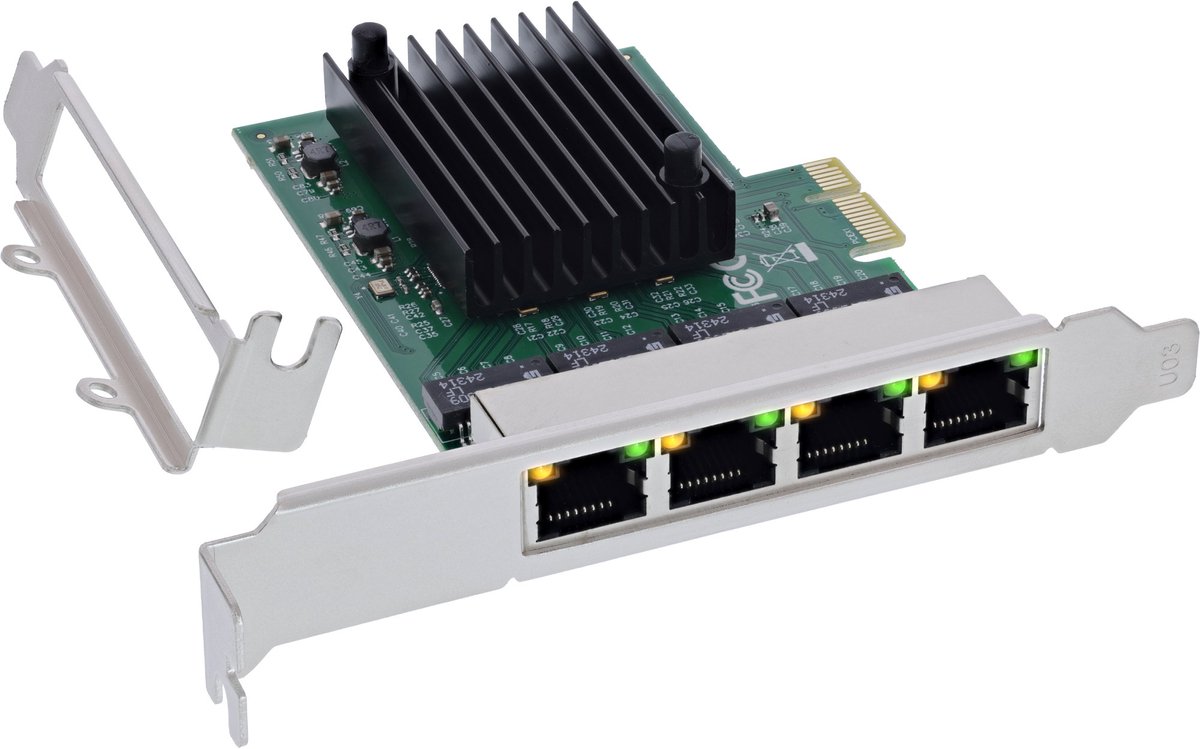 InLine® Quad Gigabit netwerkkaart, 4x RJ45 1 Gb/s, PCIe x1