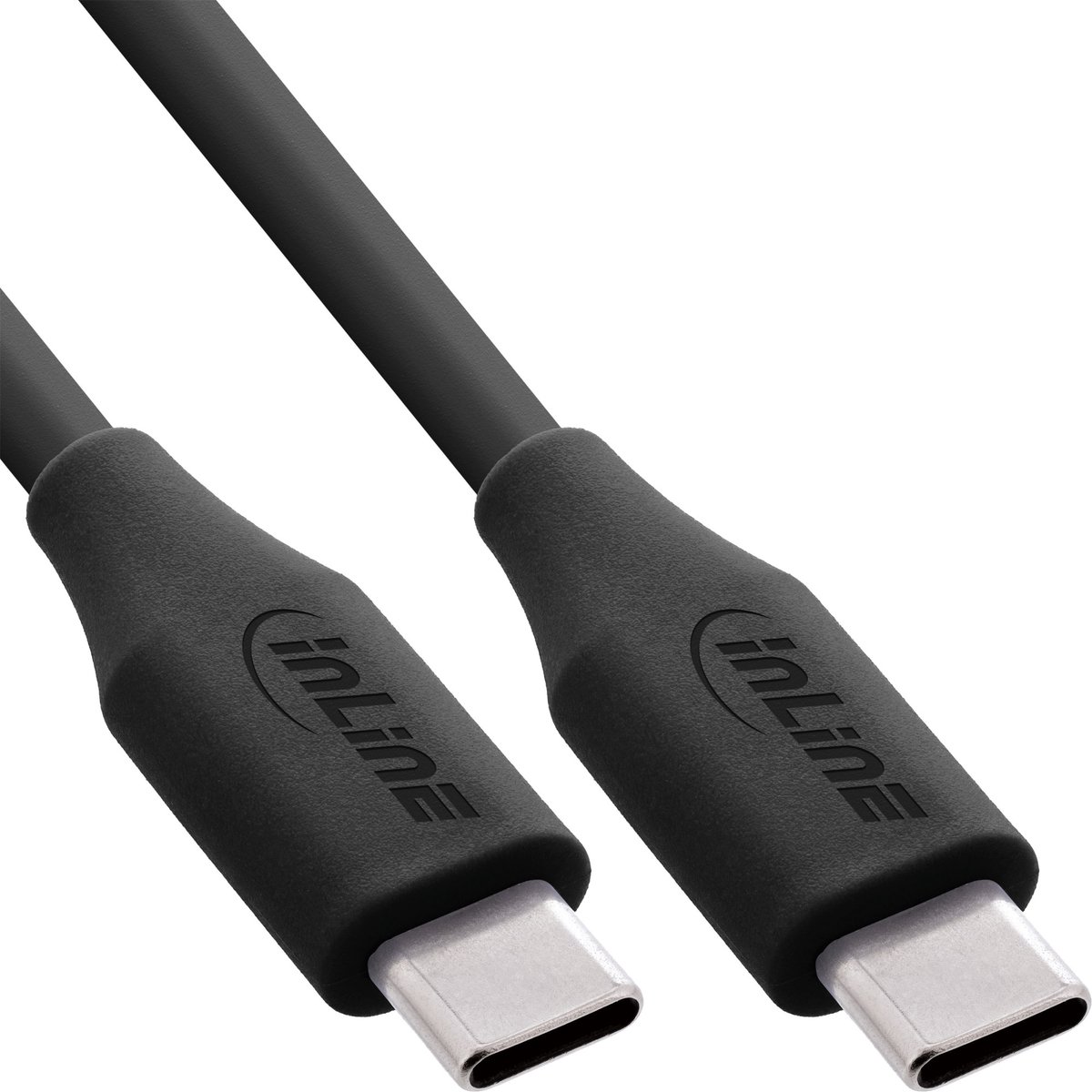 InLine® USB 2.0-kabel, USB-C-snelladingskabel 100 W, Black Cookie/zwart 0,5