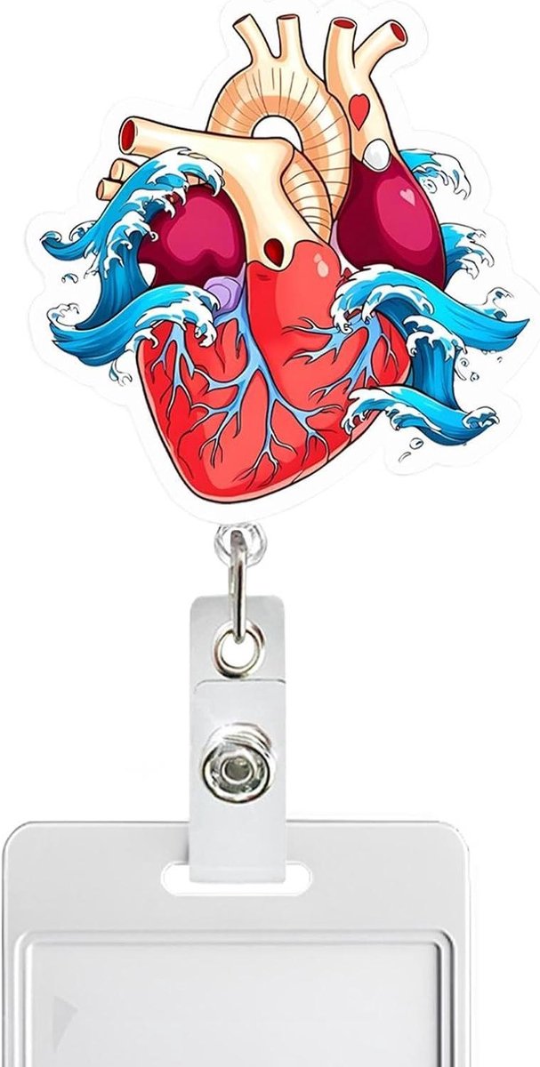 ID-badgehouder - Kaarthouder clip - Identificatie tonen - Intrekbaar ontwerp - 32 x 85 cm - Hartpatroon