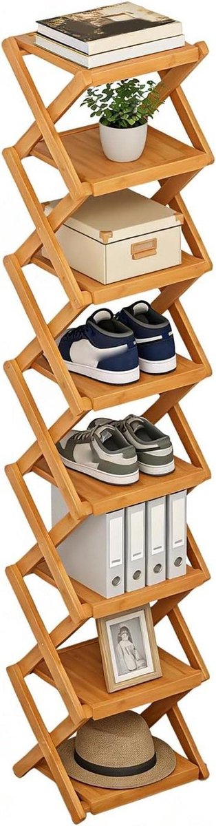 Opvouwbaar schoenenrek - Verticale organizer - Ruimte Besparen - 8 Niveaus - 20x30x20 cm - Zwart