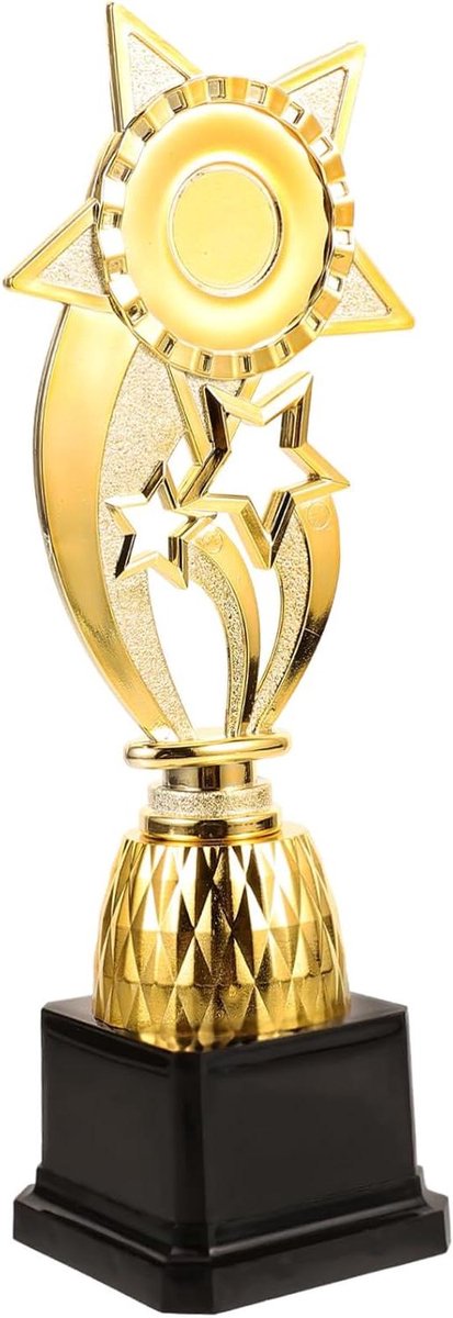Mini Trofee - Prijstrofee Kinderen - Wedstrijd Prijzen - Pentagram Speelfiguur - 26 cm Hoog - Goud