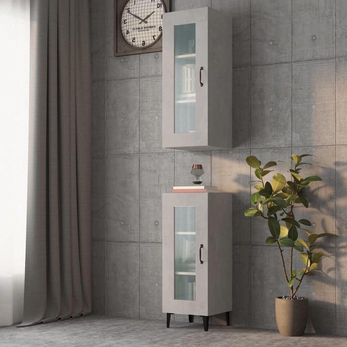 Wandkast Modulair - Bijzetmeubel Hangend - Opbergen Keuken - Open Frame Deur - 90 cm Hoog 