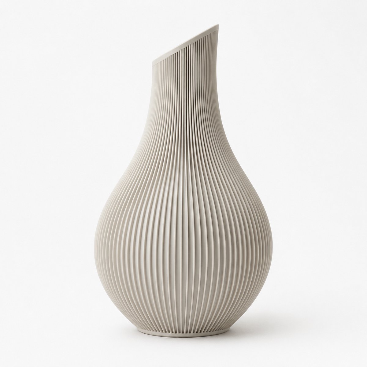 Waterdichte Shizu - Japandi Vaas - 25 cm - Warm Wit - Japandi Stijl Vaas - Organische Vorm - Ribbel Vaas - Moderne Minimalistische Woondecoratie