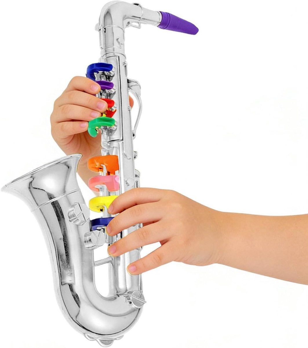 Saxofoon Speelgoed - Muziek Instrument - Muziek Ontdekken - Zeven Modi - 45 cm - Zilver