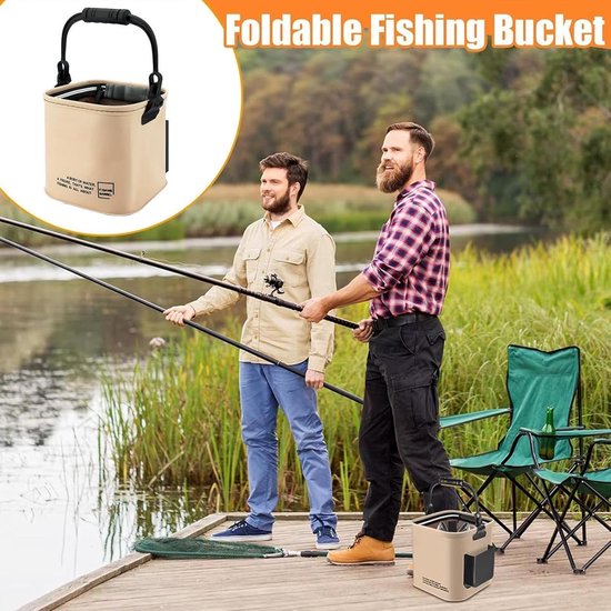 Vis Aas Emmer - Opvouwbare Wasteil - Outdoor Activiteiten - Lekvrije Bescherming - 13 Liter Capaciteit - Zwart — afbeelding 3