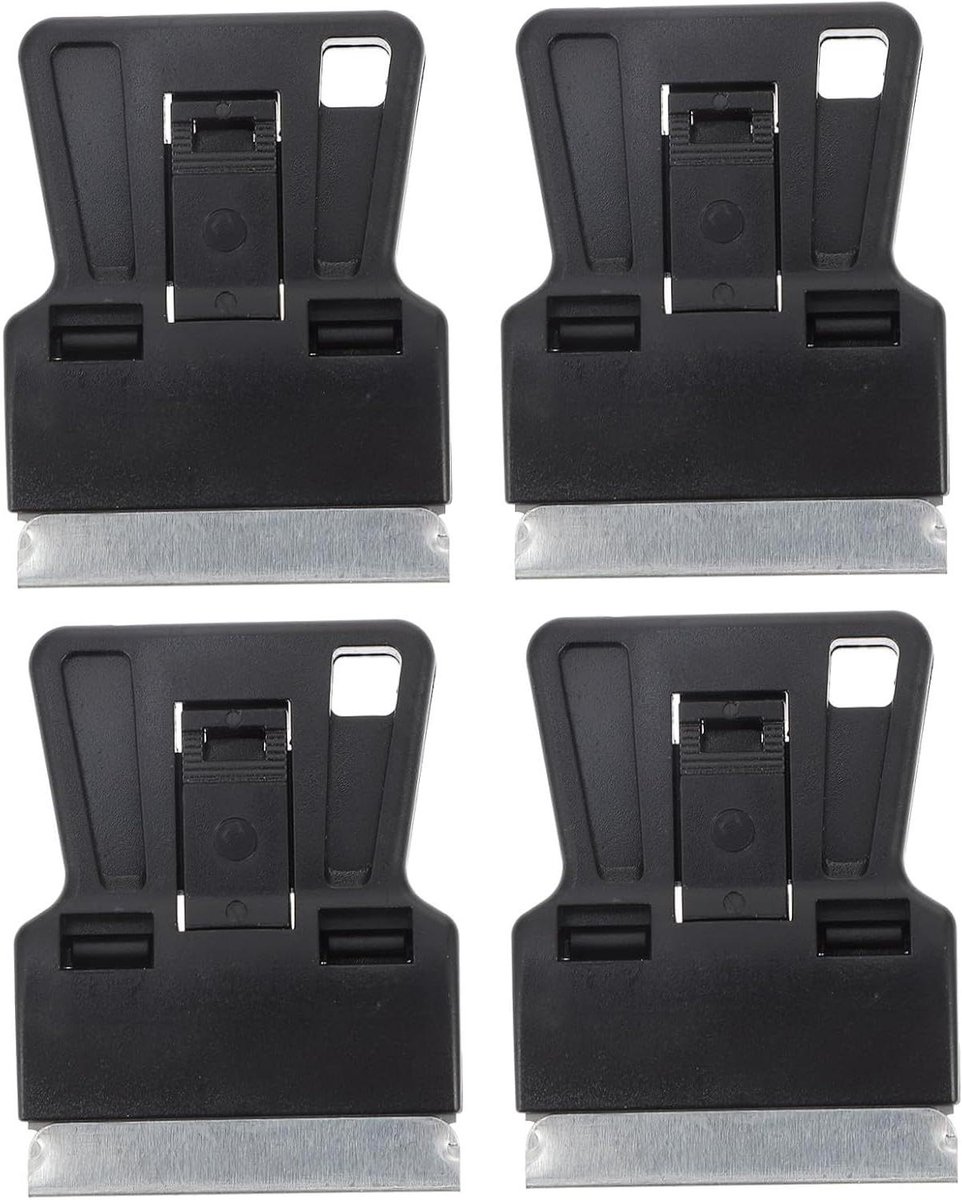 Raamkrabbers Set - Sticker Verwijderaars - Glas Schoonmaken - Ergonomische Handgreep - 4 Stuks - Zwart