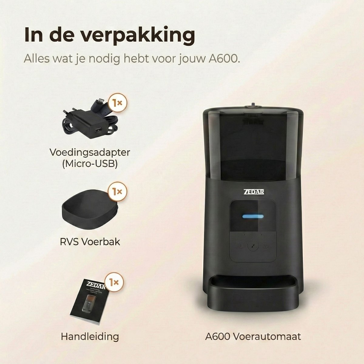 Zedar K1200 zelfreinigende kattenbak met app en A600 thumbnail 4