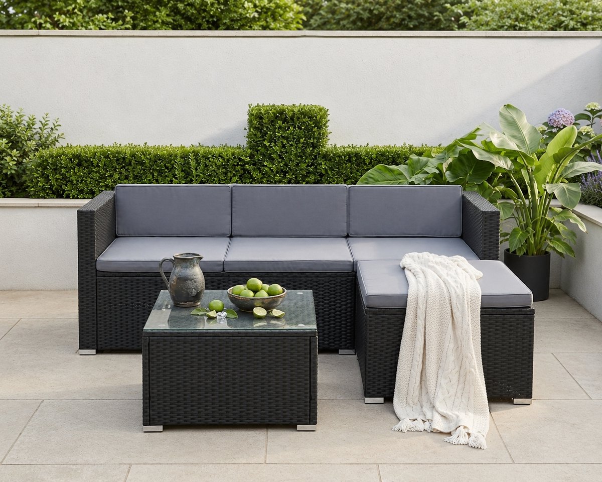 Luxe L-vormige Hoekbank – Zwart – Industrohome