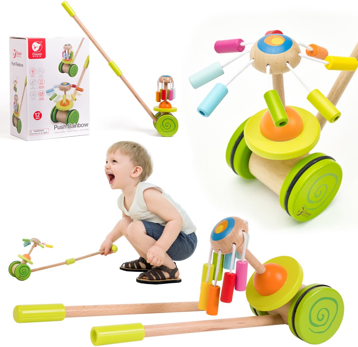 Classic World Houten Opdringer Opdringer Op Een Stokcarrousel Voor Kinderen - UNI