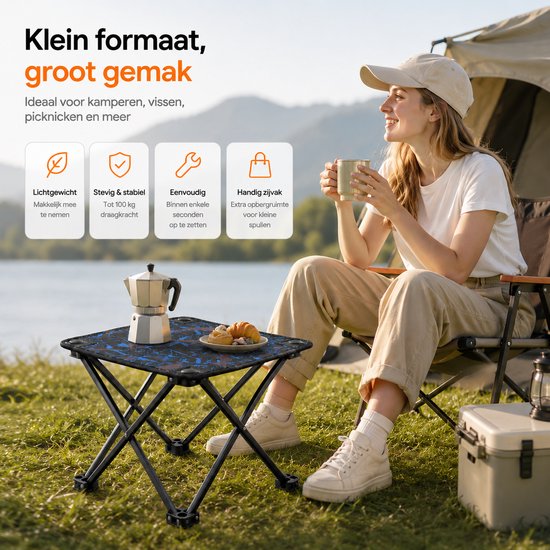 BOTC Opvouwbare Kampeerkruk - Mini Opvouwbare Kruk - 29x29x 29cm - voor Volwassenen, vissen, wandelen, tuinieren en strand met draagtas - Blauw van Merkloos — afbeelding 3