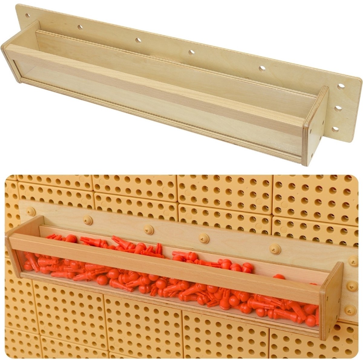 Masterkidz houten container met transparante wand 80 cm voor stemwetenschap- en creativiteitsborden - UNI