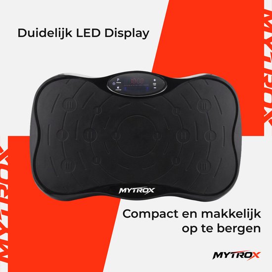Zwarte Mytrox trilplaat met duidelijke LED display.