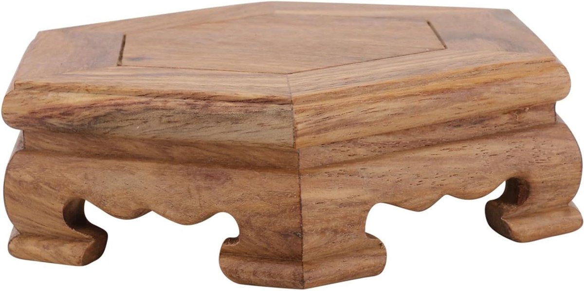 Houten Bloemenhouder - Plantenstandaard Sokkel - Decoratie Presenteren - Natuurlijk Hout - 12 x 12 x 3.4 cm - Bruin