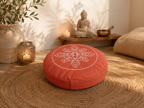 Sileya Meditatiekussen Oranje Fluweel - Yogakussen- Meditatie Kussen- Rond van Merkloos — afbeelding 4
