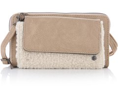 She life style - beige teddy crossbody portemonnee met een speciaal vak voor je telefoon - Beige