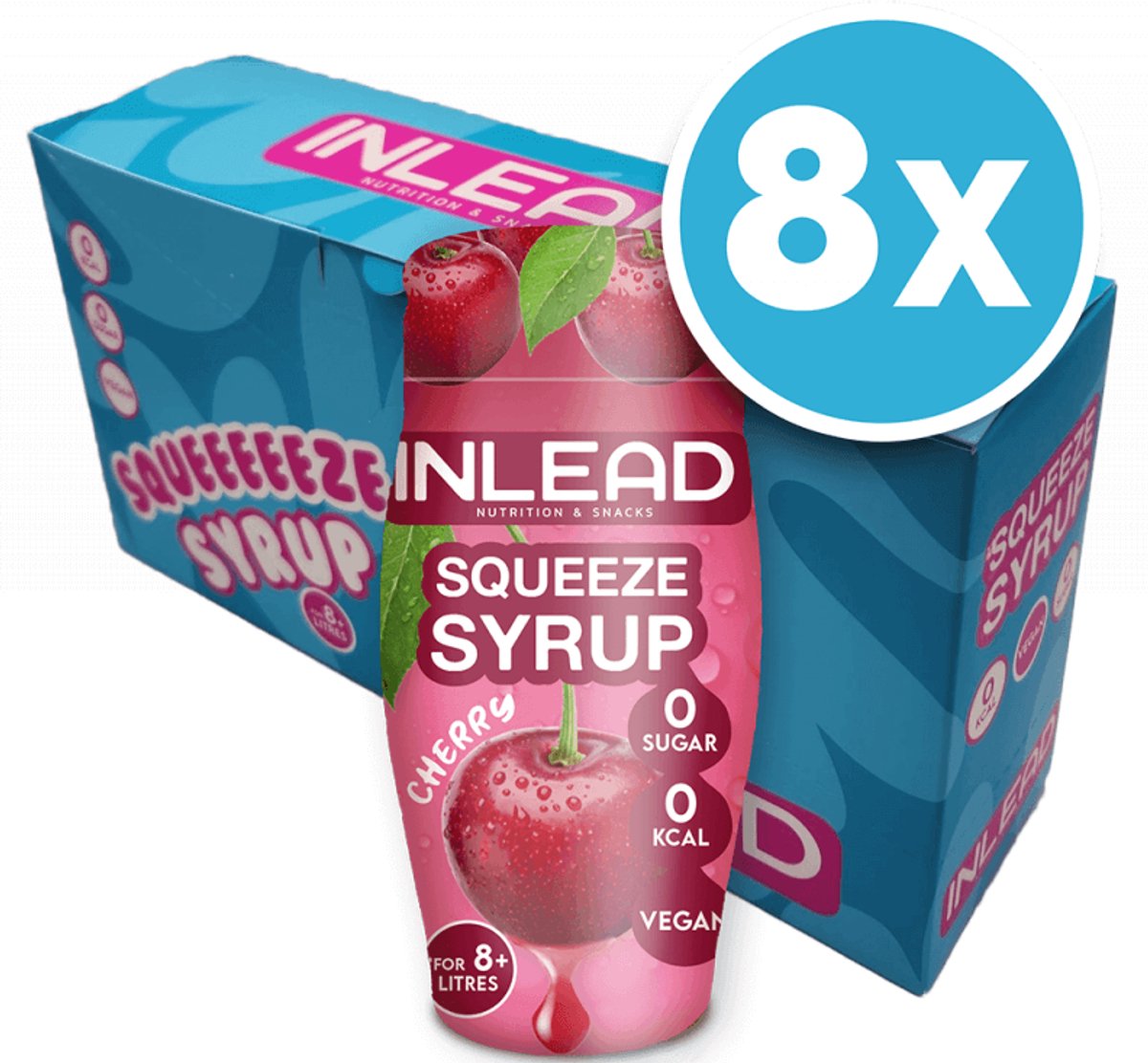 Inlead Squeeze Syrup (8x65ml) Cherry - Functionele voeding - Smaakstoffen/zoetstoffen