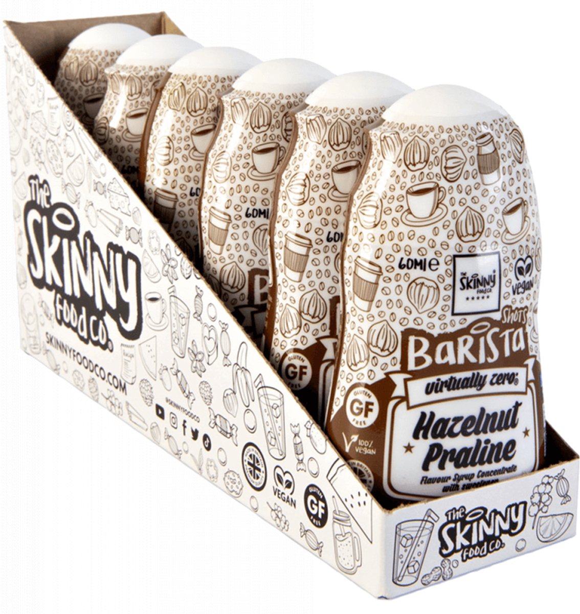 Skinny Foods Barista Syrup Shot (6x60ml) Hazelnut Praline - Functionele voeding - Smaakstoffen/zoetstoffen