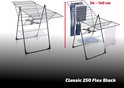 Zwart Classic 250 Flex droogrek met verstelbare breedte van 34-140 cm, met wasgoed.