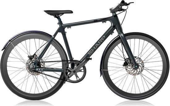 Sharp Milano RS08 e-bike 7Ah 1sp beltdrive naked bike zwart riemaandrijving 28 inch 53 cm